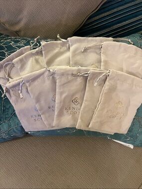Kendra Scott Cream Drawstring Jewelry Pouches - Set of Soft Logo Bags
